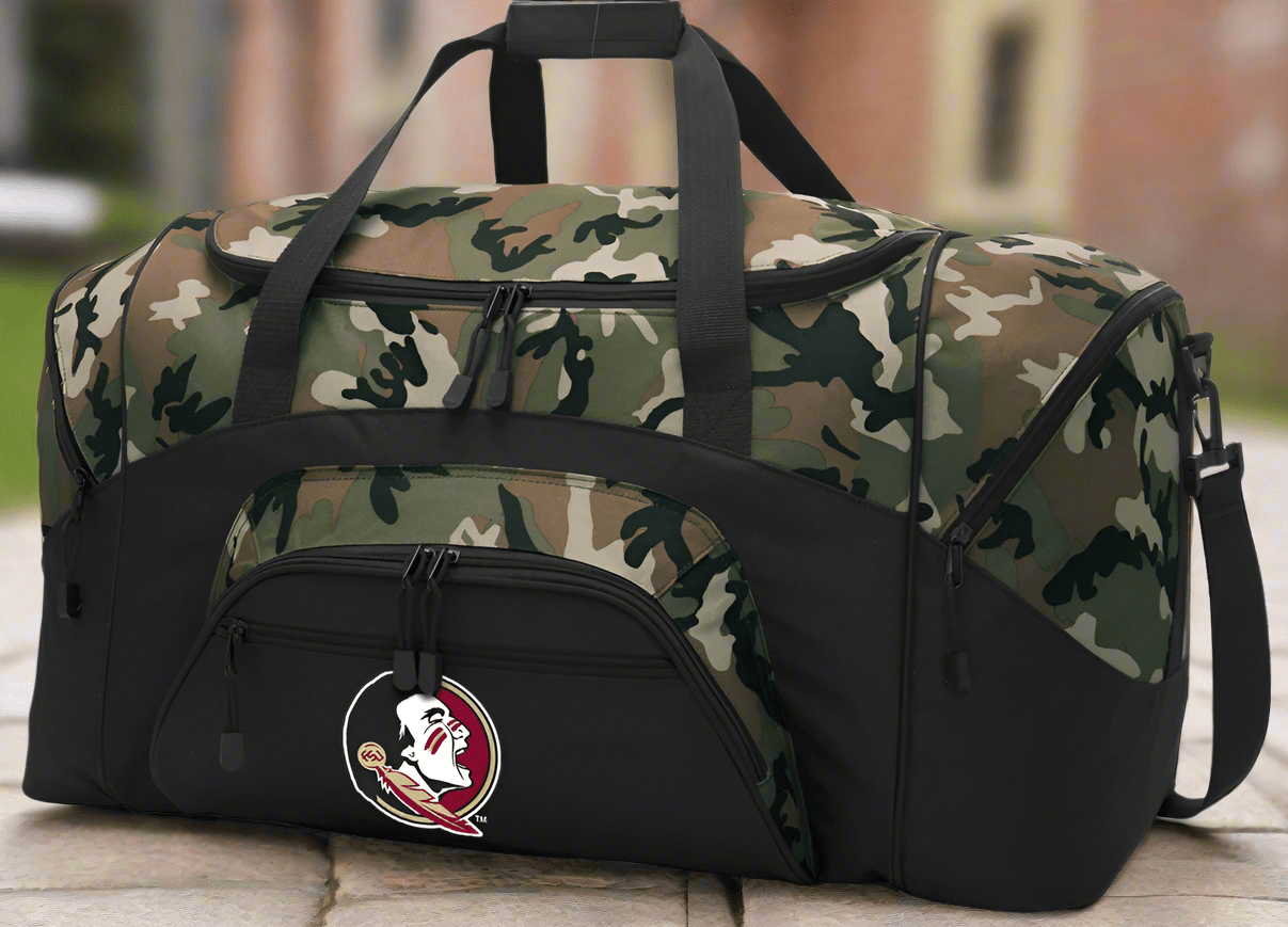 FSU Seminoles Camo Duffel Bag – Rugged Large Gym, Travel & Gear Bag with Shoulder Strap