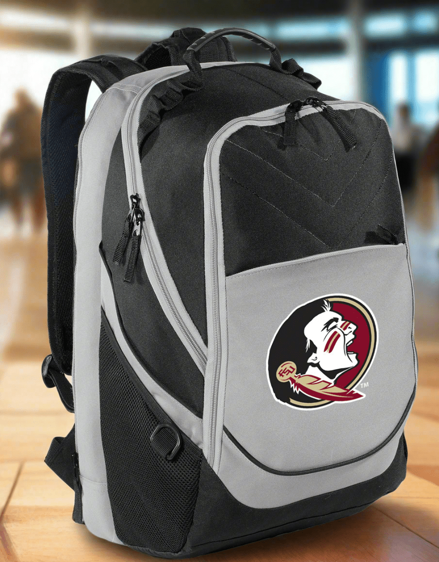 FSU Laptop Backpack – Official Florida State Seminoles Bookbag – 17" Laptop Sleeve, NCAA School Gear – 600D Polyester Black and Gray