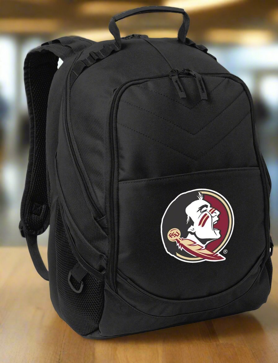 FSU Laptop Backpack – Official Florida State Seminoles Bookbag – 17" Laptop Sleeve, NCAA School Gear – 600D Polyester Black