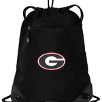 University of Georgia Drawstring Backpack UGA Bulldogs Cinch Pack - Mesh & Microfiber Black