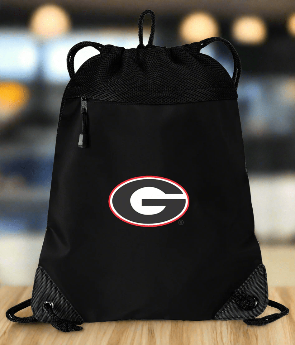 University of Georgia Drawstring Backpack UGA Bulldogs Cinch Pack - Mesh & Microfiber Black