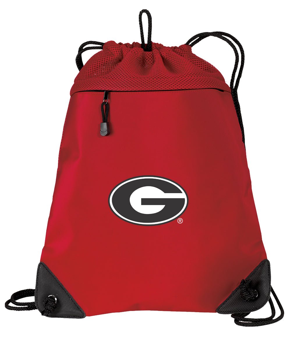 University of Georgia Drawstring Backpack UGA Bulldogs Cinch Pack - Mesh & Microfiber Red