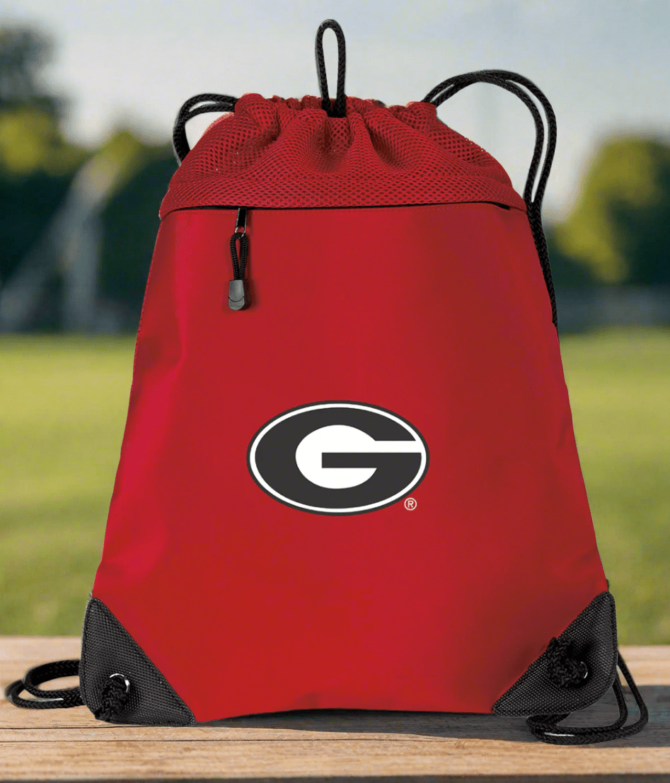 University of Georgia Drawstring Backpack UGA Bulldogs Cinch Pack - Mesh & Microfiber Red
