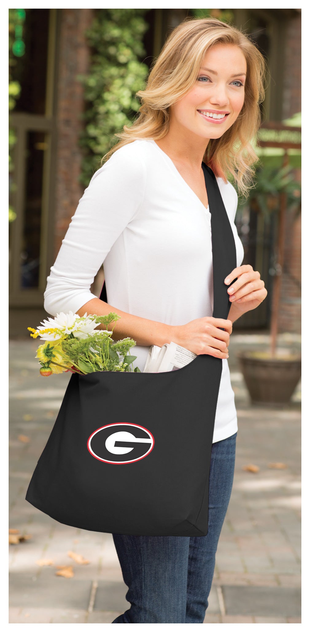 University of Georgia Cross Body Bag UGA Bulldogs Shoulder Tote Bag - Sling Style Black