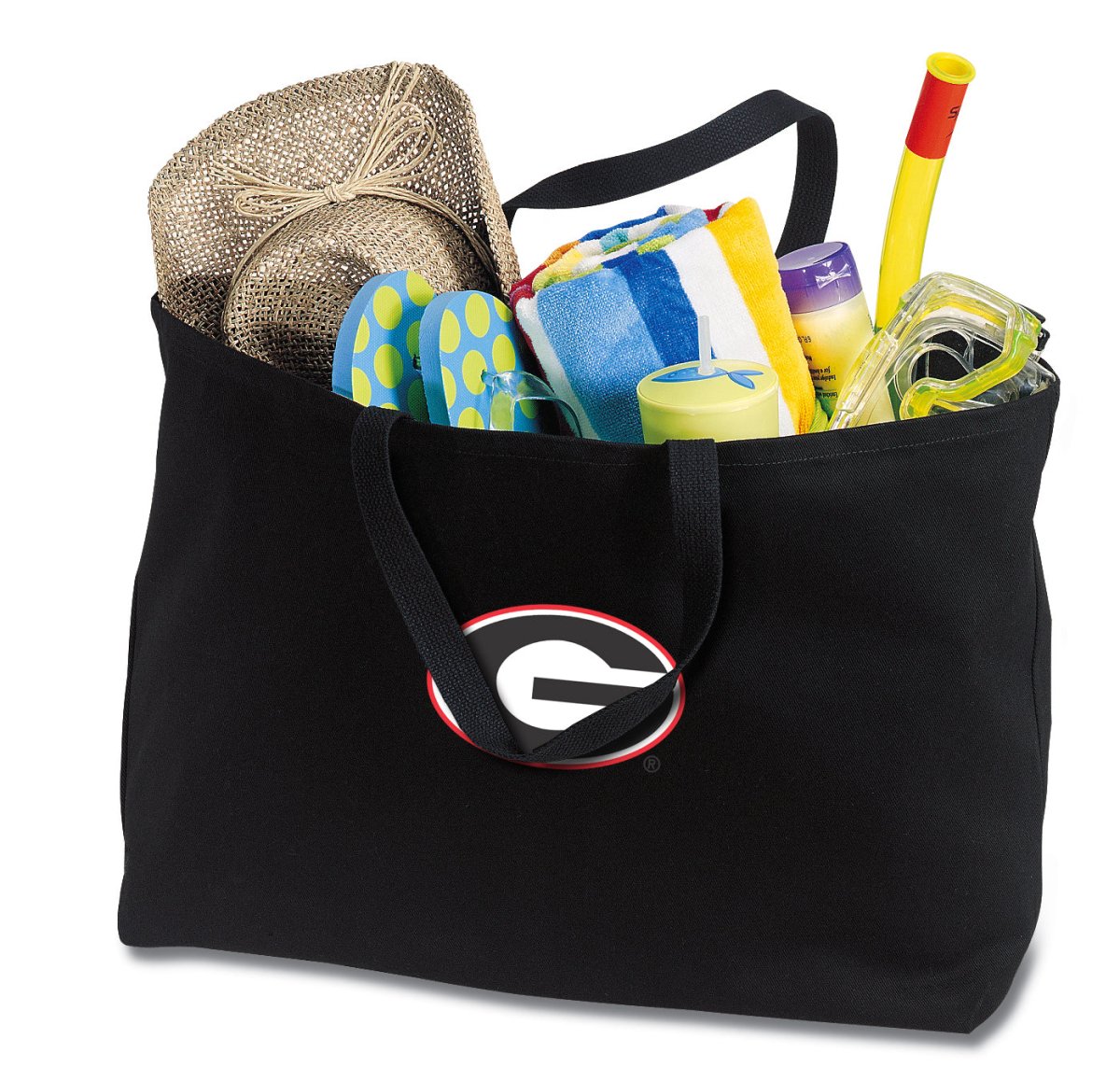 University of Georgia Large Tote Bag UGA Bulldogs Jumbo Tote for Beach Pool or Travel Black