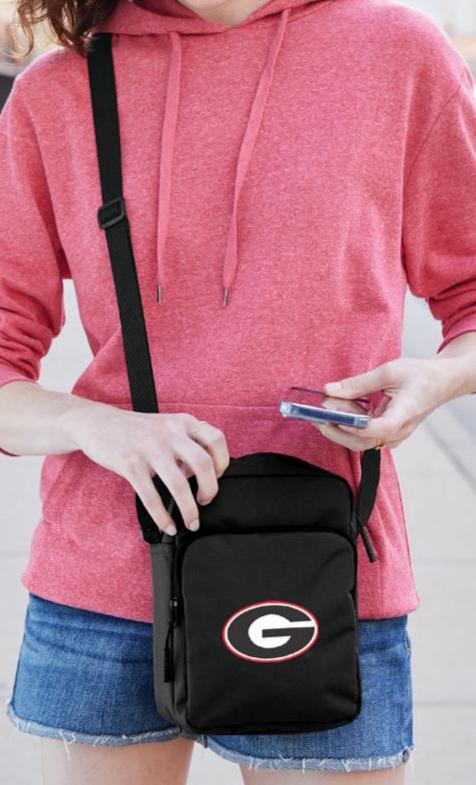 University of Georgia Crossbody Bag UGA Bulldogs Travel Sling Pack Black