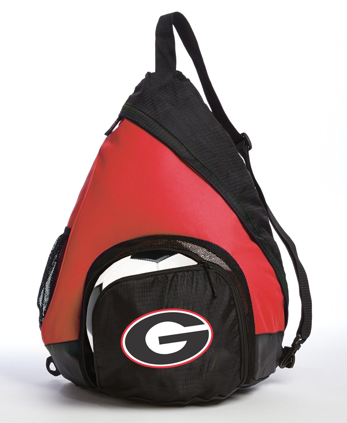 University of Georgia Sling Backpack UGA Bulldogs Bag with Soccer Ball or Volleyball Bag Sports Gear Compartment Practice Bag Red