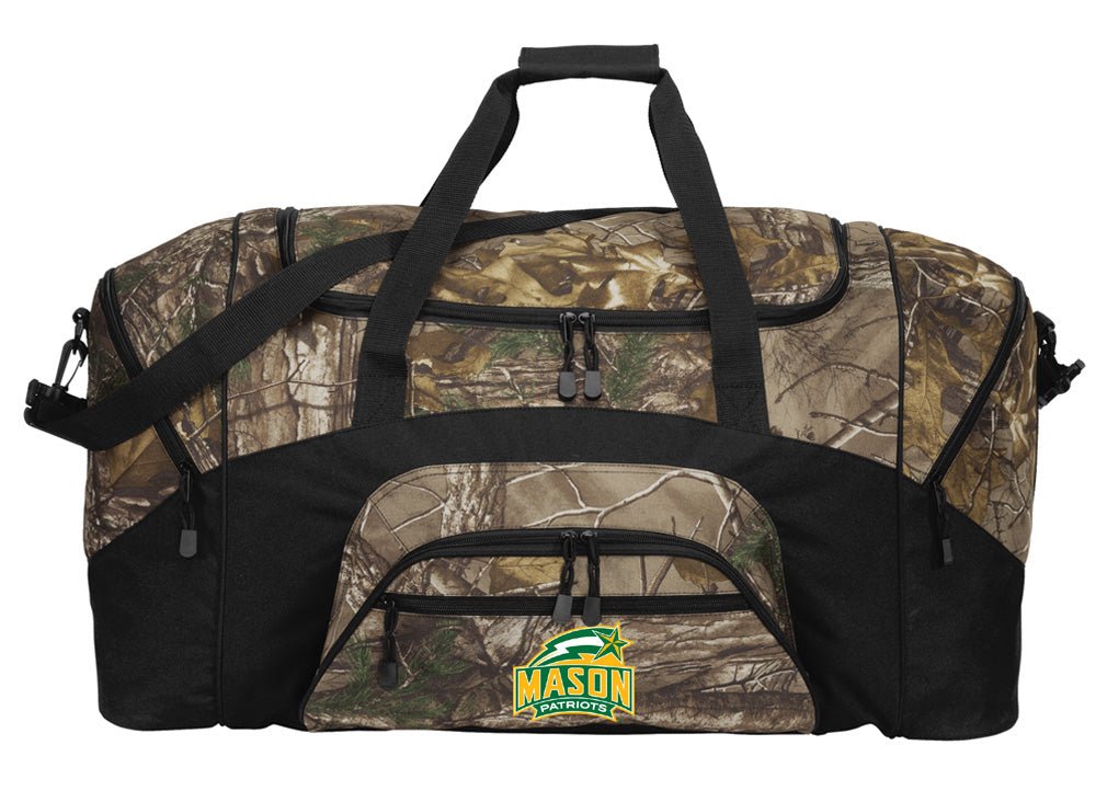 George Mason University Camo Large Duffel Bag GMU Patriots Suitcase Travel Bag or Sports Gear Bag