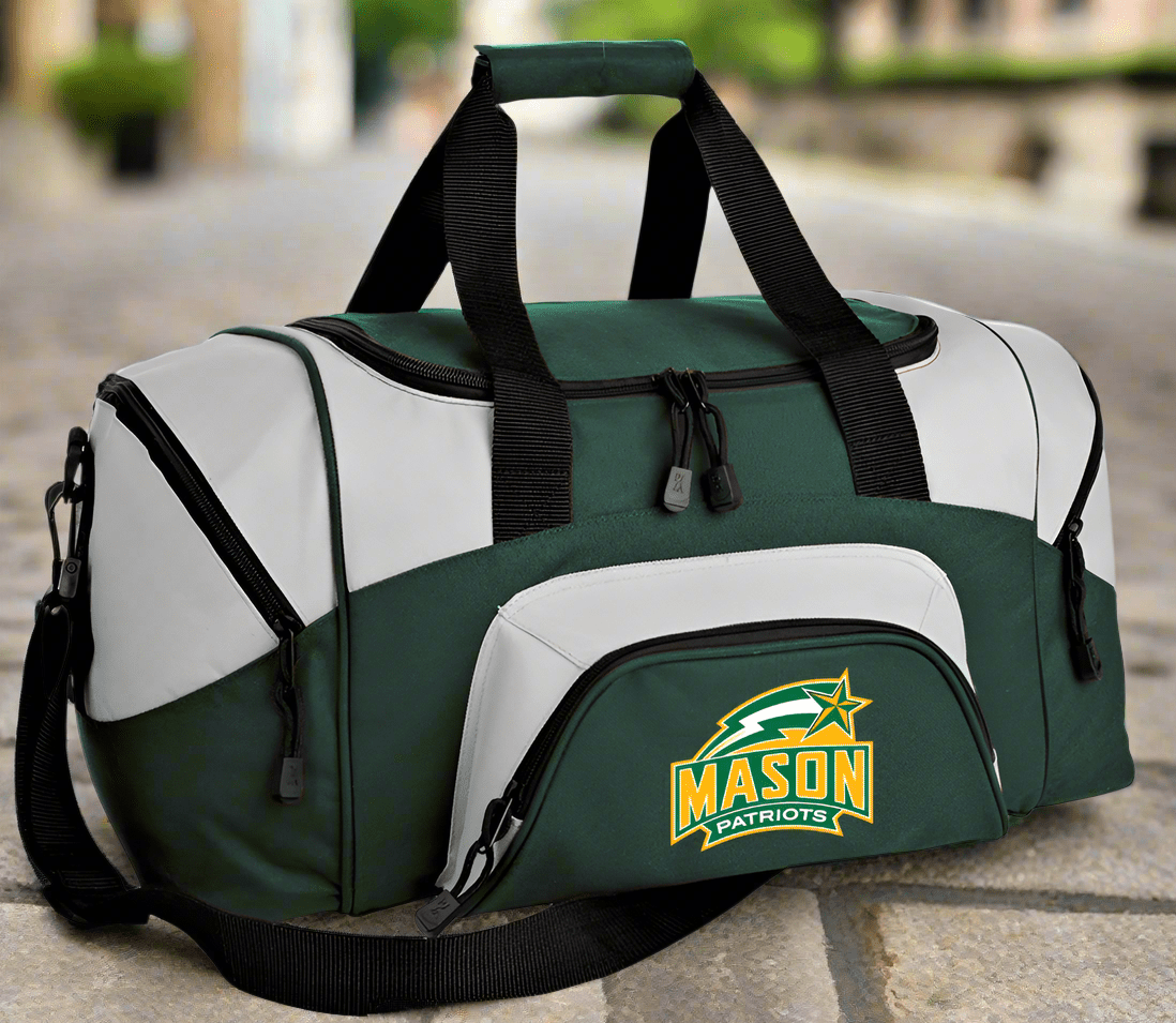 George Mason University Small Duffel Bag GMU Carryon Suitcase or Gym Bag Dark Green