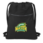 George Mason University Canvas Drawstring Backpack GMU Patriots Cotton Cinch Pack Bag Black