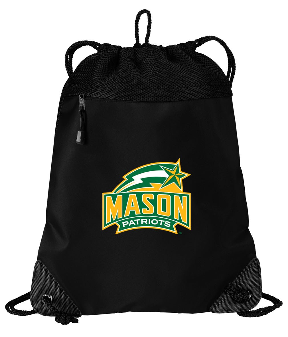 George Mason University Drawstring Backpack GMU Patriots Cinch Pack - Mesh & Microfiber Black