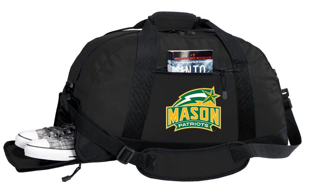 George Mason Duffel Bag – Official Patriots Medium Gym & Travel Bag with Shoe Pocket – 600D Polyester