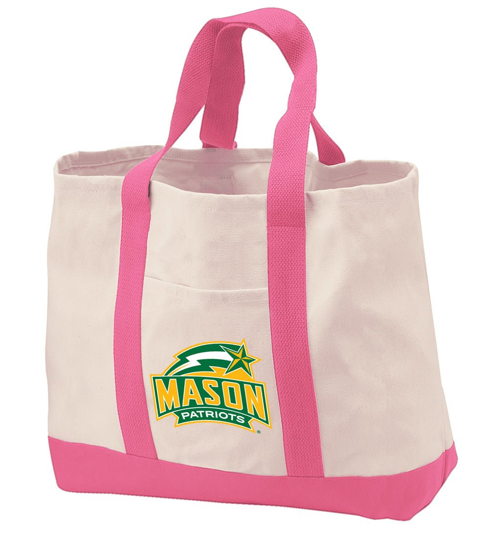 George Mason University Canvas Tote Bag GMU Patriots Classic Tote Pink