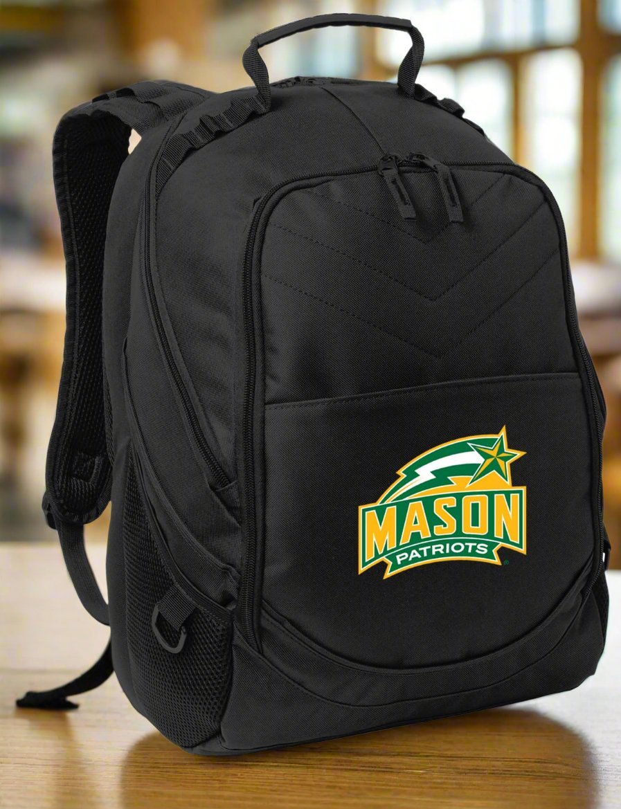 George Mason Laptop Backpack – Official George Mason Patriots Bookbag – 17" Laptop Sleeve, NCAA School Gear – 600D Polyester Black