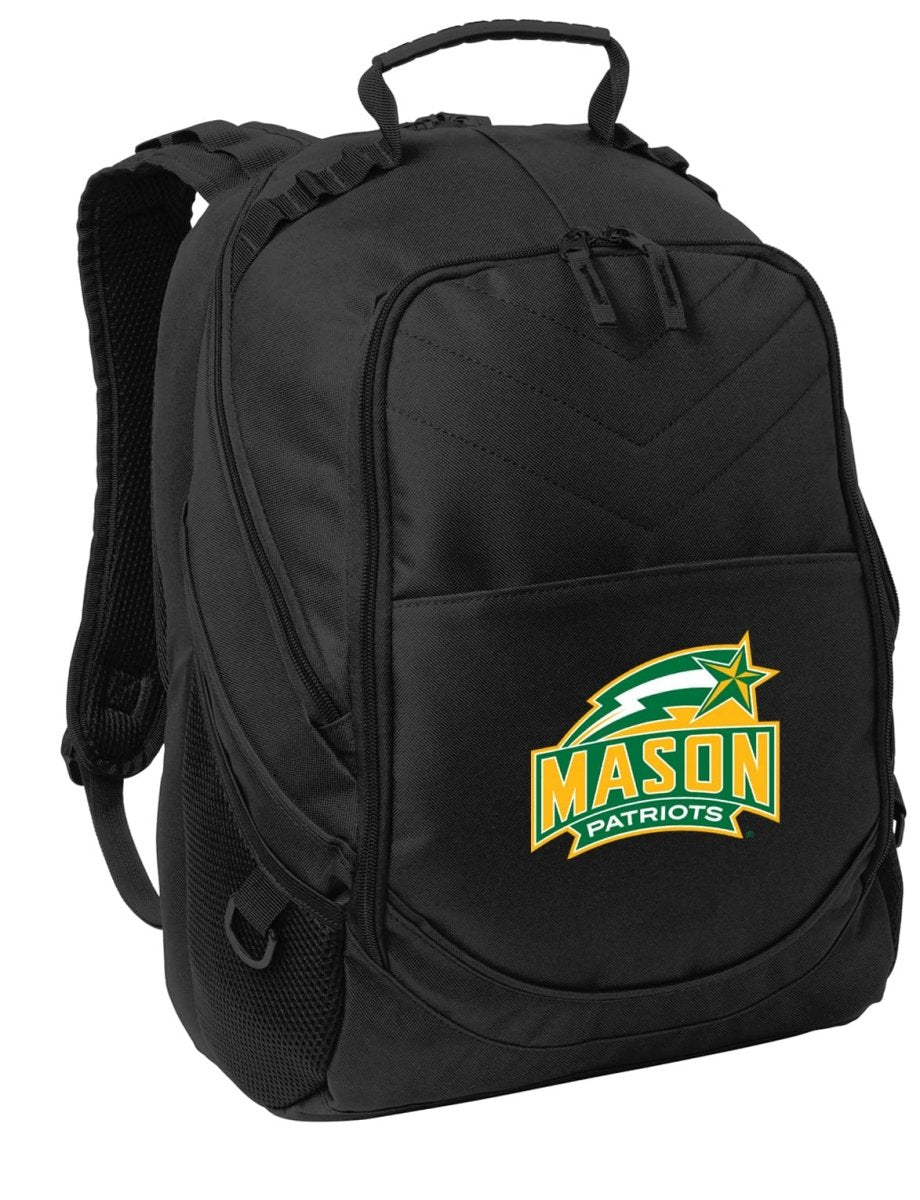 George Mason Laptop Backpack – Official George Mason Patriots Bookbag – 17" Laptop Sleeve, NCAA School Gear – 600D Polyester Black