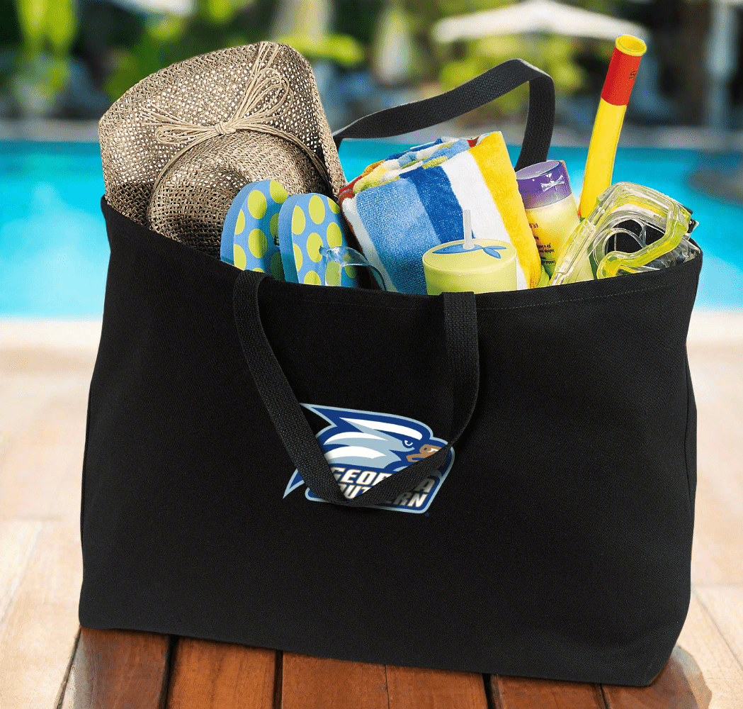 Georgia Southern Large Tote Bag Jumbo Tote for Beach Pool or Travel Black