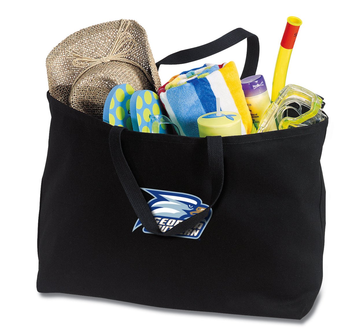 Georgia Southern Large Tote Bag Jumbo Tote for Beach Pool or Travel Black