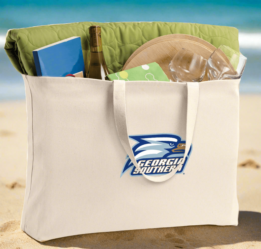 Georgia Southern Large Tote Bag Jumbo Tote for Beach Pool or Travel Tan