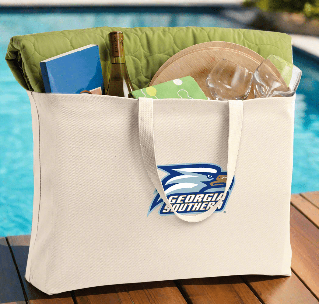 Georgia Southern Large Tote Bag Jumbo Tote for Beach Pool or Travel Tan