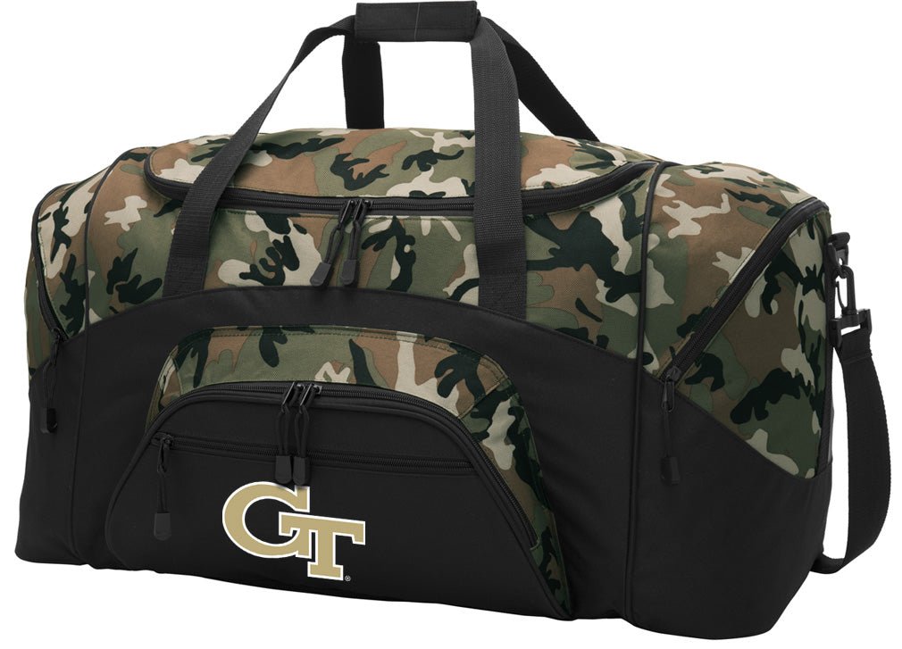 Georgia Tech Camo Duffel Bag – Official Yellow Jackets Travel, Gym & Sports Bag with Shoulder Strap – 600D Polyester