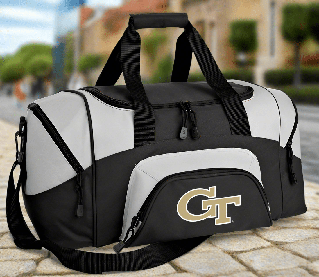 Small Georgia Tech Duffel Bag Carryon Georgia Tech Logo Carry-on Suitcase or Gym Bag Black