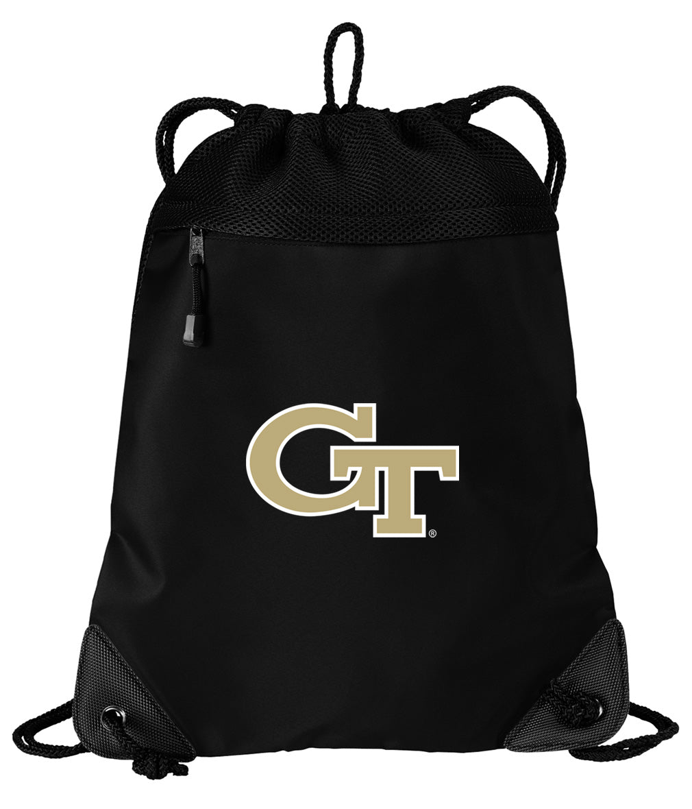 Georgia Tech Drawstring Backpack Georgia Tech Logo Cinch Pack - Mesh & Microfiber Black