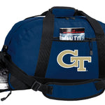 Georgia Tech Duffel Bag – Official Yellow Jackets Medium Gym & Travel Bag with Shoe Pocket – 600D Polyester Navy