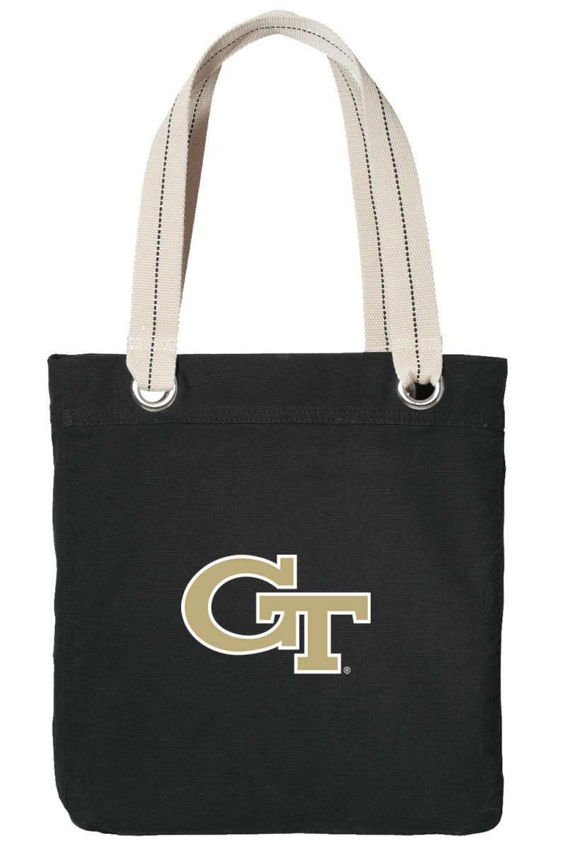 Georgia Tech Tote Bag Georgia Tech Logo Deluxe Canvas Shoulder Bag Black
