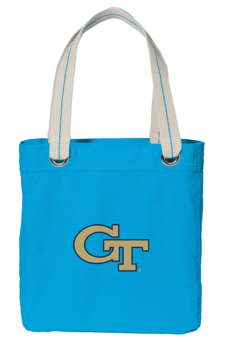 Georgia Tech Tote Bag Georgia Tech Logo Deluxe Canvas Shoulder Bag Light Blue