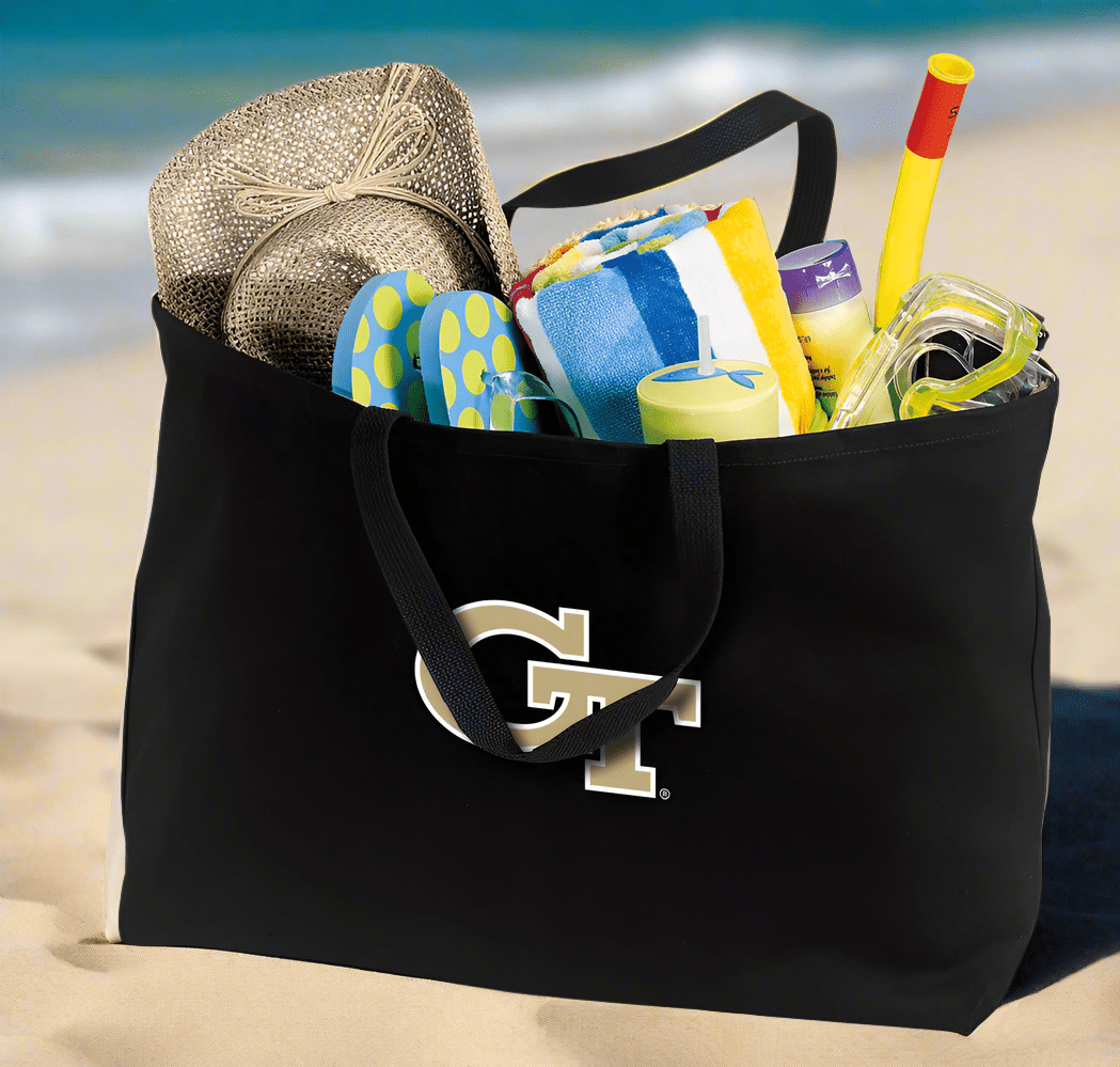 Georgia Tech Large Tote Bag Jumbo Tote for Beach Pool or Travel Black