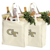 Georgia Tech Grocery Shopping Bags 2 PC SET Georgia Tech Logo Reusable Cotton Bags