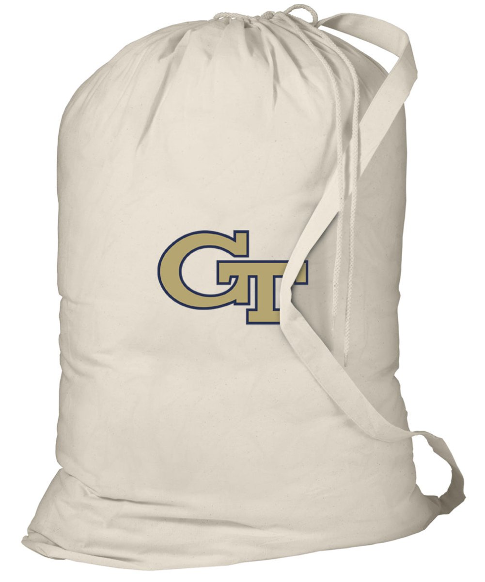Georgia Tech Laundry Bag Georgia Tech Logo Clothes Bag Tan