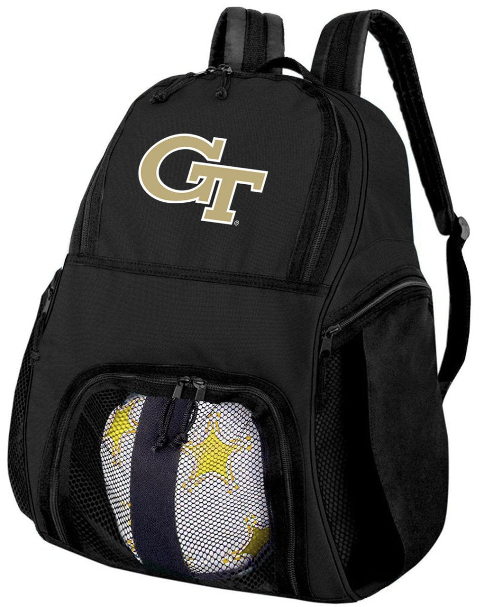 Georgia Tech Soccer Ball Backpack or Georgia Tech Logo Volleyball Sports Gear Bag Black