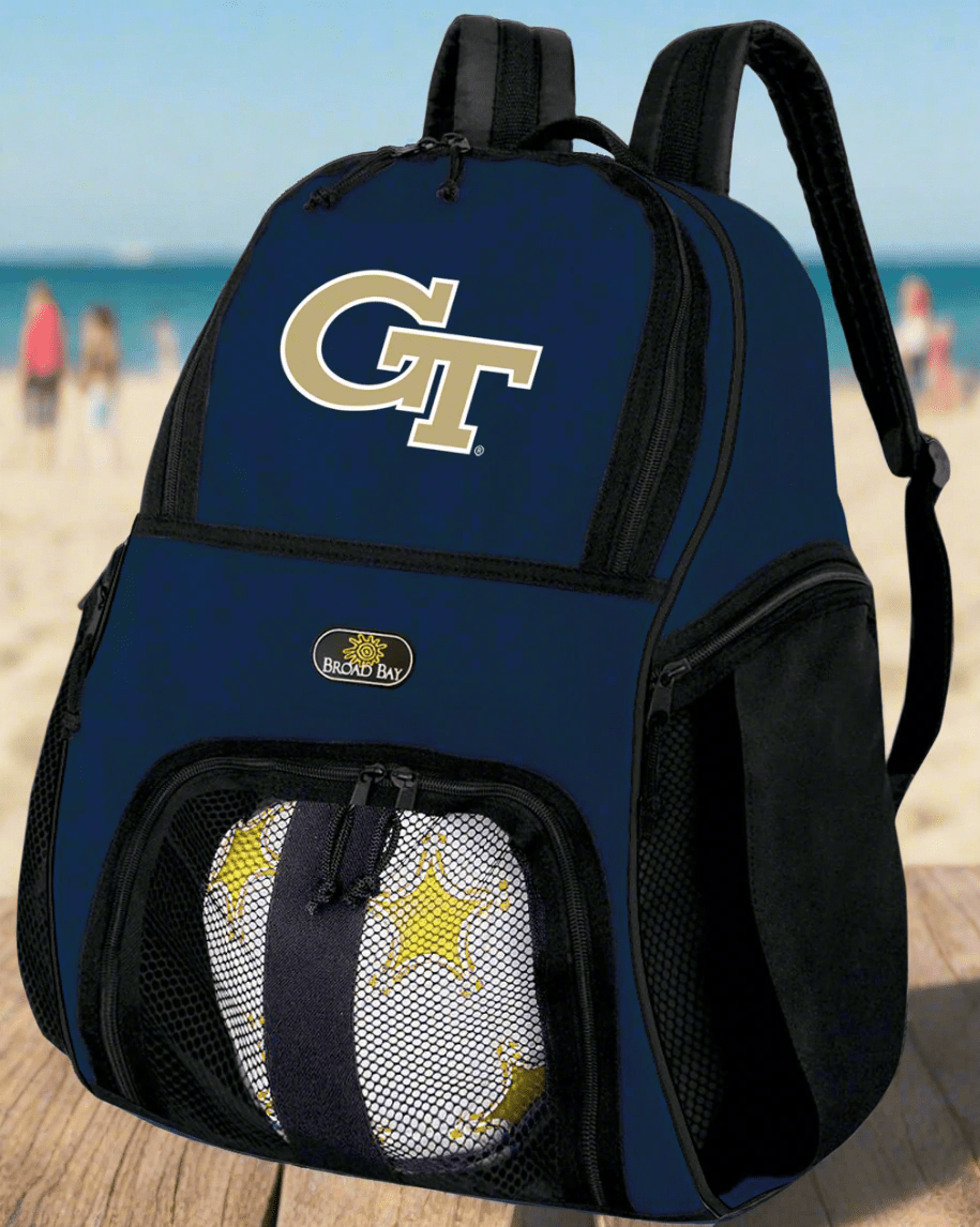 Georgia Tech Soccer Ball Backpack or Georgia Tech Logo Volleyball Sports Gear Bag Navy