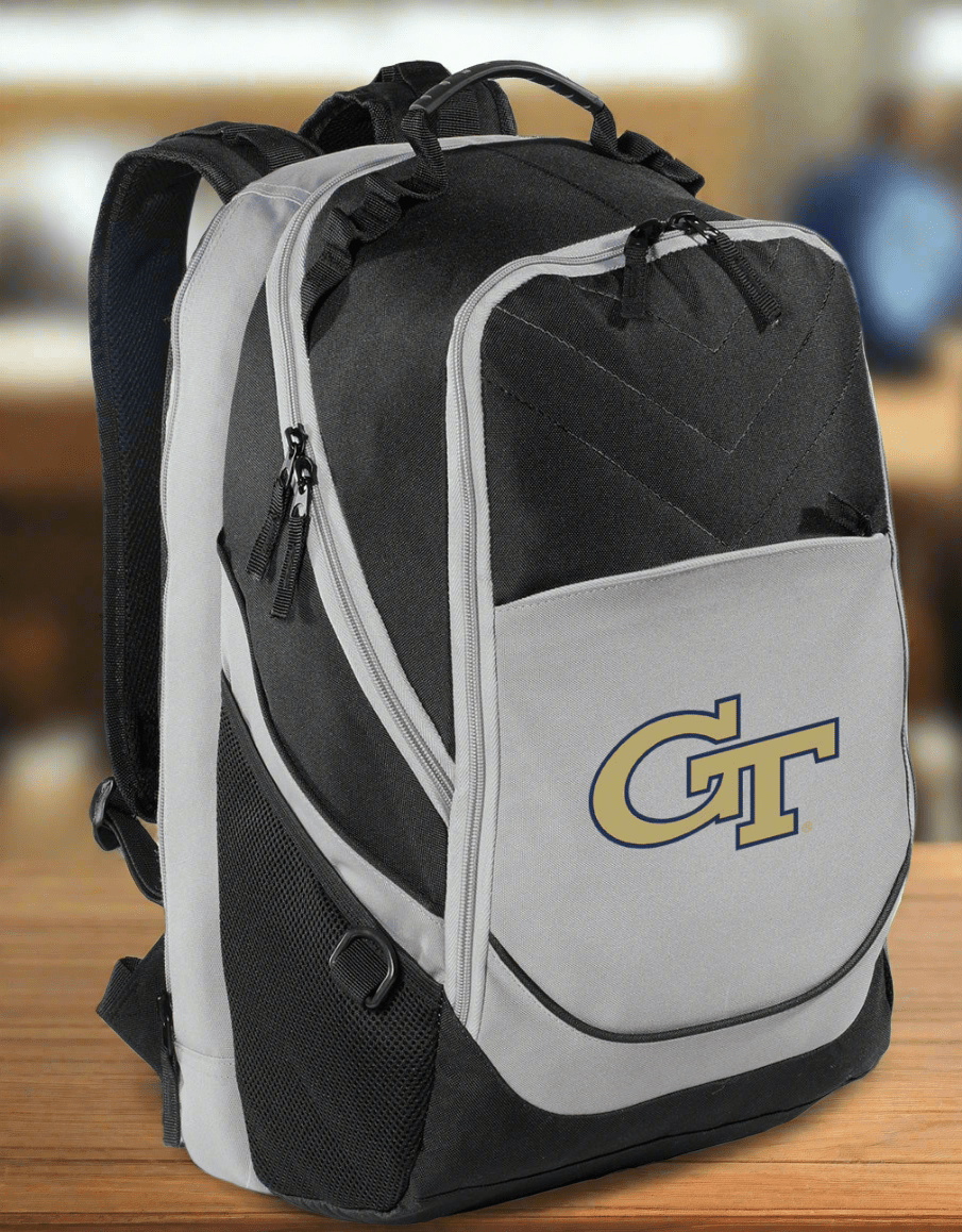 Georgia Tech Laptop Backpack – Official Georgia Tech Yellow Jackets Bookbag – 17" Laptop Sleeve, NCAA School Gear – 600D Polyester Black and Gray