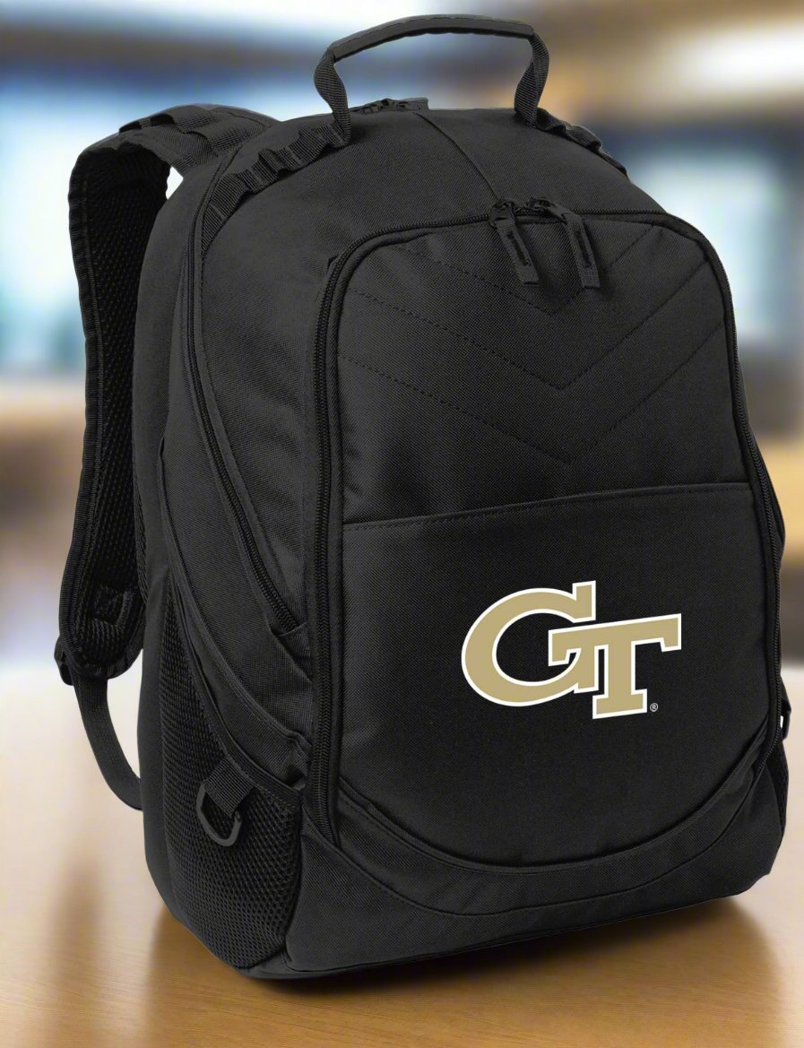 Georgia Tech Laptop Backpack – Official Georgia Tech Yellow Jackets Bookbag – 17" Laptop Sleeve, NCAA School Gear – 600D Polyester Black