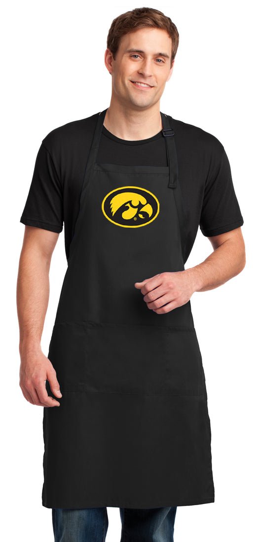 University of Iowa Large Apron Iowa Hawkeyes Apron - Adjustable with Pockets Black