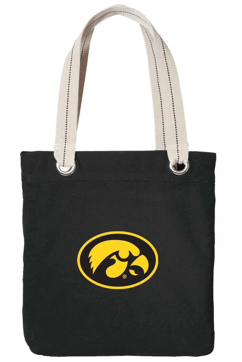University of Iowa Tote Bag Iowa Hawkeyes Deluxe Canvas Shoulder Bag Black