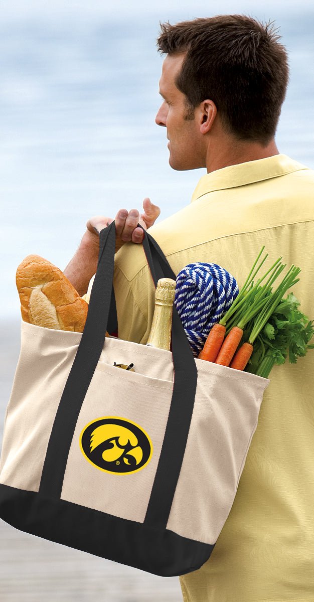 University of Iowa Canvas Tote Bag Iowa Hawkeyes Classic Tote Black