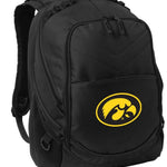 Iowa Hawkeyes Laptop Backpack – Official University of Iowa Bookbag – 17" Laptop Sleeve, NCAA School Gear – 600D Polyester Black