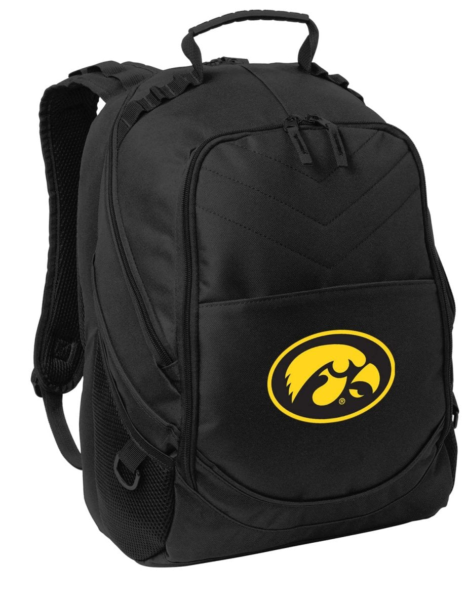 Iowa Hawkeyes Laptop Backpack – Official University of Iowa Bookbag – 17" Laptop Sleeve, NCAA School Gear – 600D Polyester Black