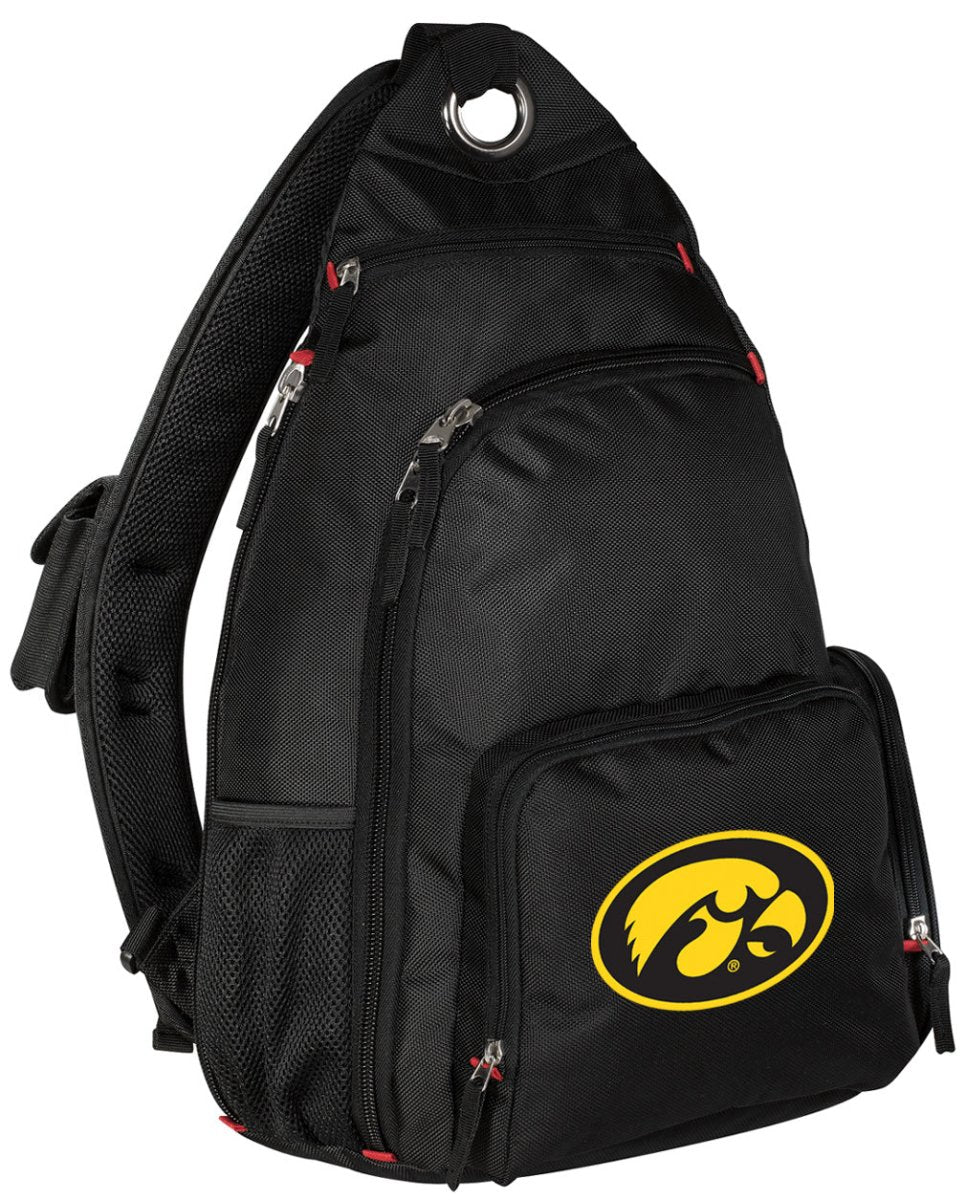 University of Iowa Sling Backpack Iowa Hawkeyes Crossbody Bag Black