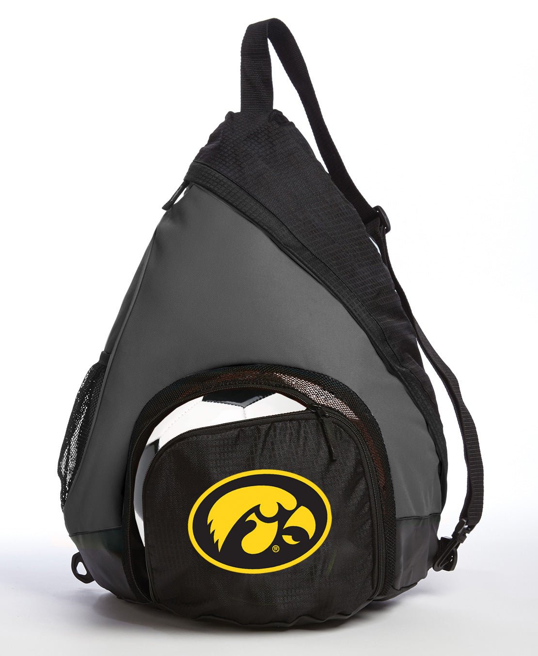 University of Iowa Sling Backpack Iowa Hawkeyes Bag with Soccer Ball or Volleyball Bag Sports Gear Compartment Practice Bag