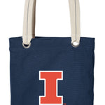University of Illinois Tote Bag Illini Deluxe Canvas Shoulder Bag Navy
