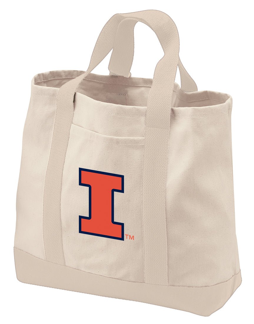 University of Illinois Canvas Tote Bag Illini Classic Tote Tan