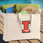 University of Illinois Large Tote Bag Illini Jumbo Tote for Beach Pool or Travel Tan