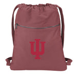 Indiana University Canvas Drawstring Backpack IU Cotton Cinch Pack Bag Dye Washed Red