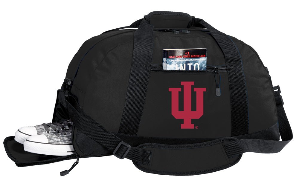 Indiana University Duffel Bag or IU Gym Bag With Shoe Pocket, Blue
