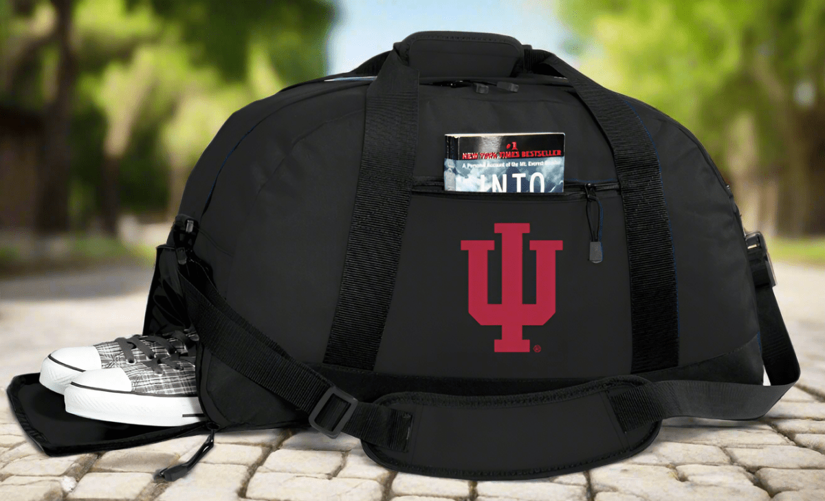 Indiana Duffel Bag – Official Hoosiers Medium Gym & Travel Bag with Shoe Pocket – 600D Polyester