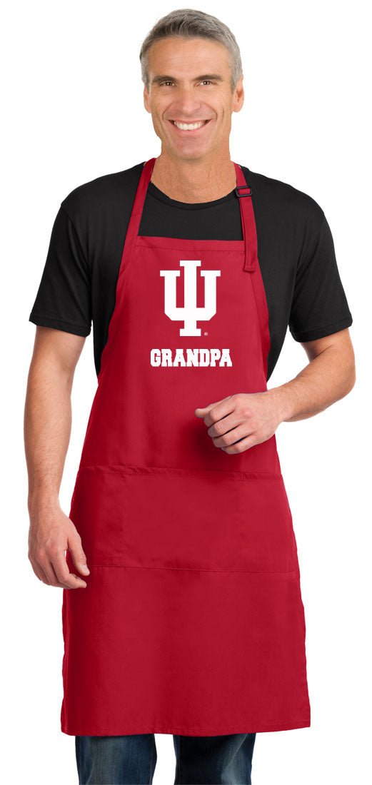 Indiana University Large Apron IU Logo - Adjustable with Pockets Grandpa on Red
